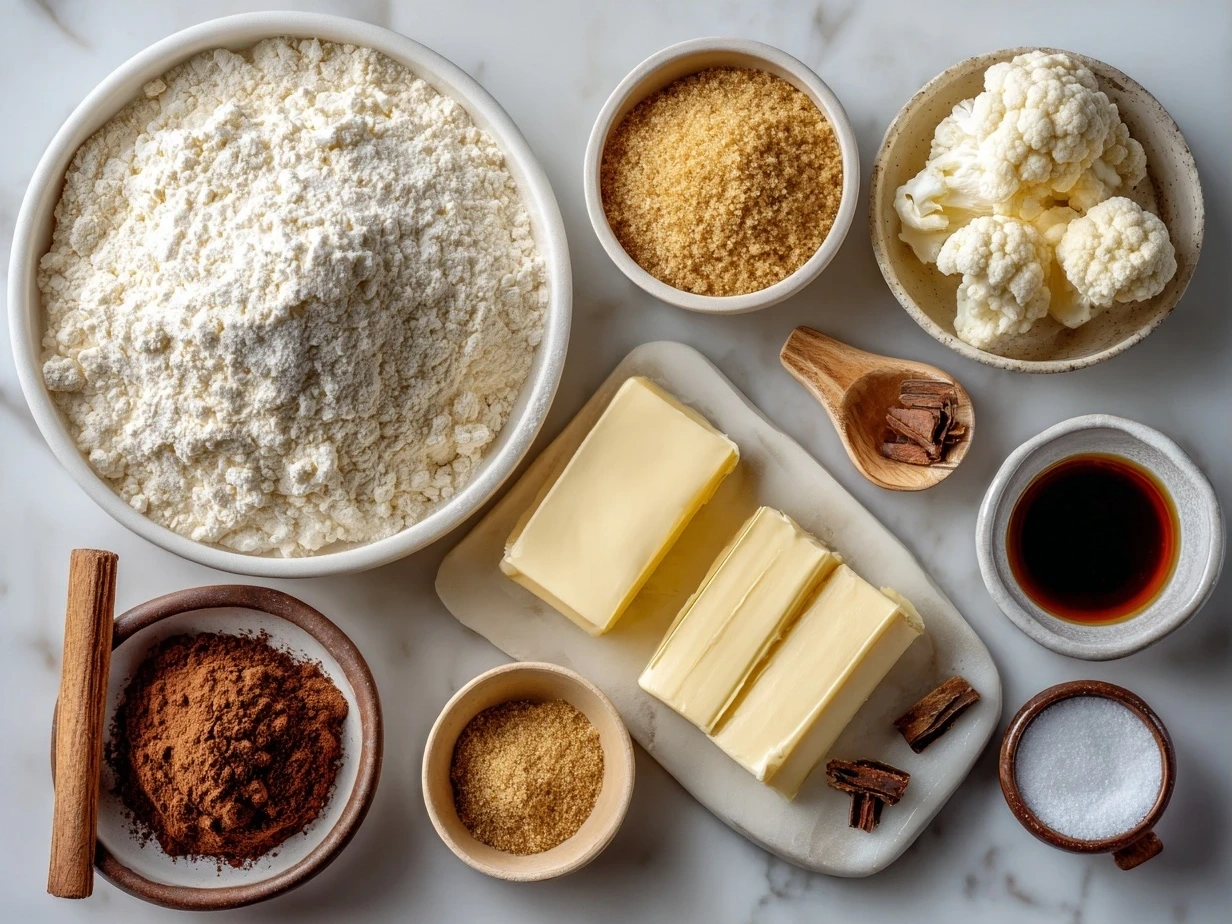 Ingredients for Brown Butter Cheesecake laid out