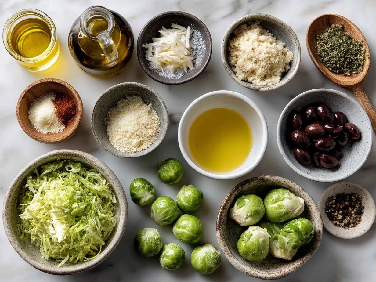 Ingredients for Brussels Sprouts Caesar Salad