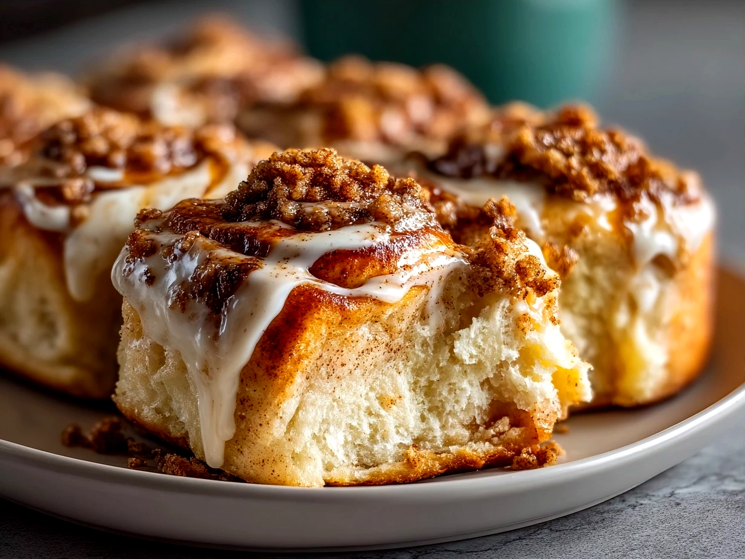 Freshly baked chai cinnamon rolls served on a plate