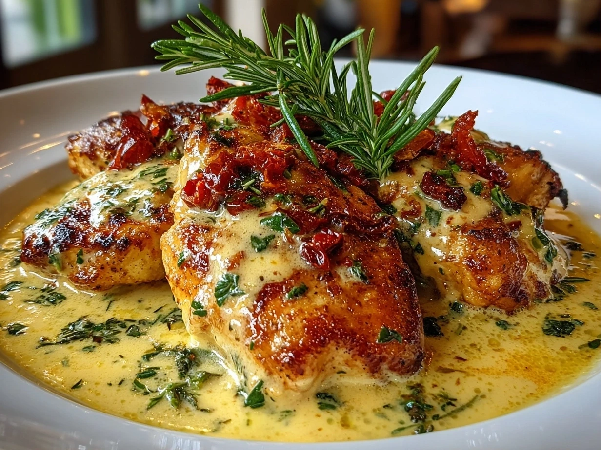 Close-up of Creamy Tuscan Chicken