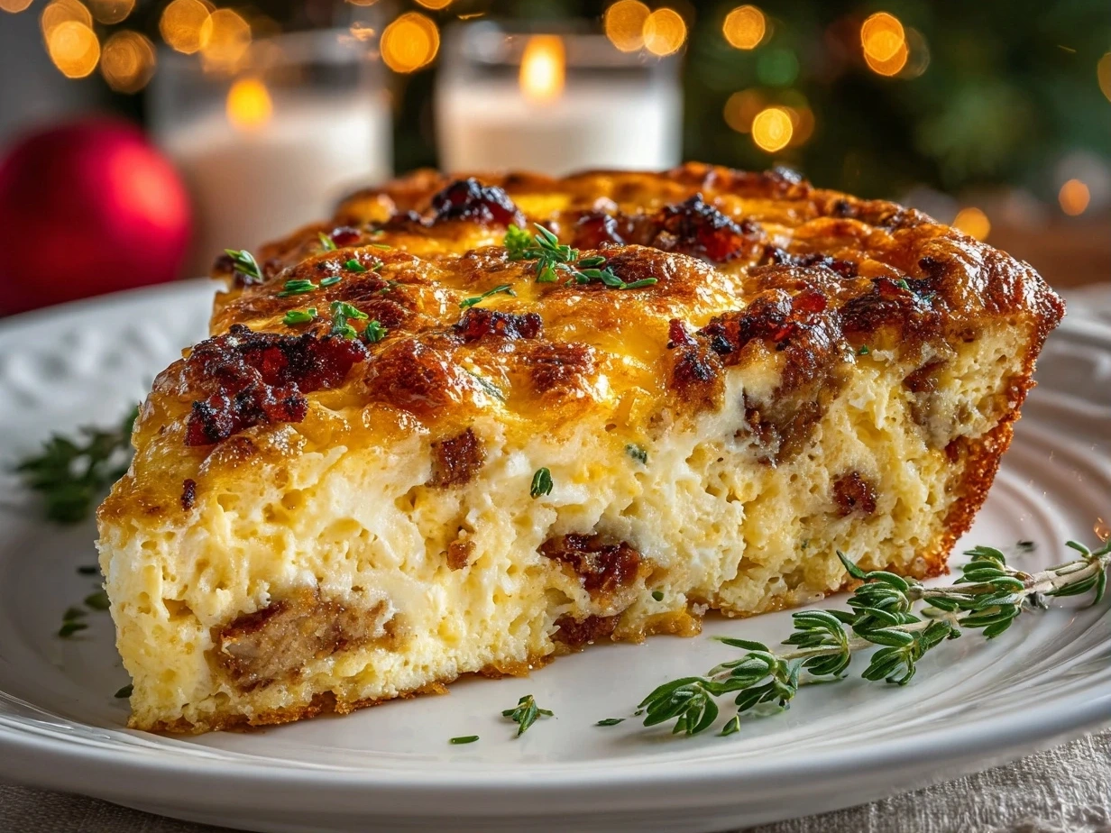 Close-up of delicious Christmas Breakfast Casserole