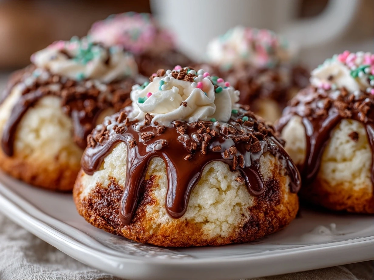 Close-up of delicious homemade cake mix cookies