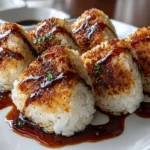 Close-up of freshly grilled Easy Yaki Onigiri
