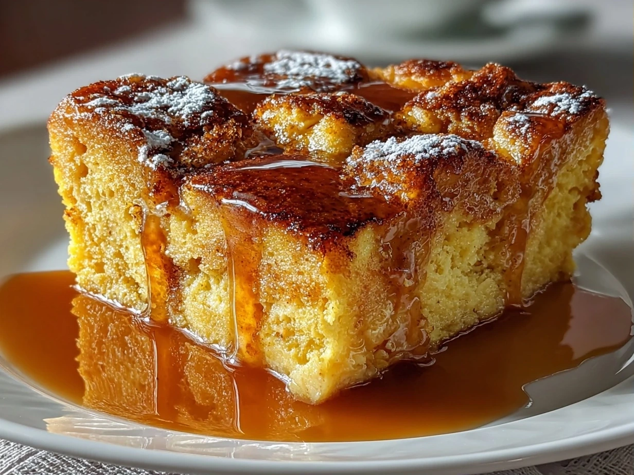 Close-up of homemade Pumpkin Spice French Toast Casserole