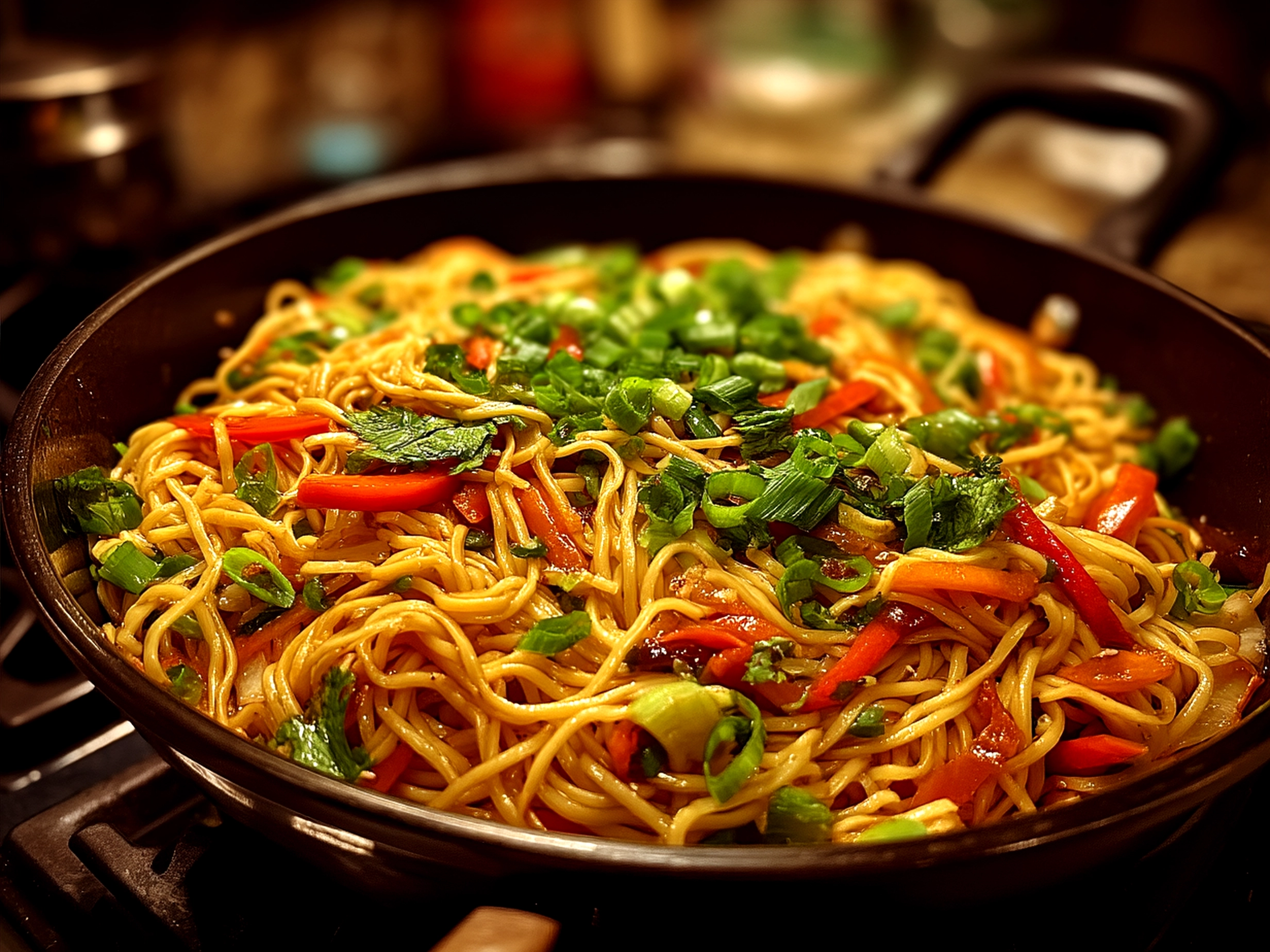 A bowl of Cold Sesame Noodles ready to serve