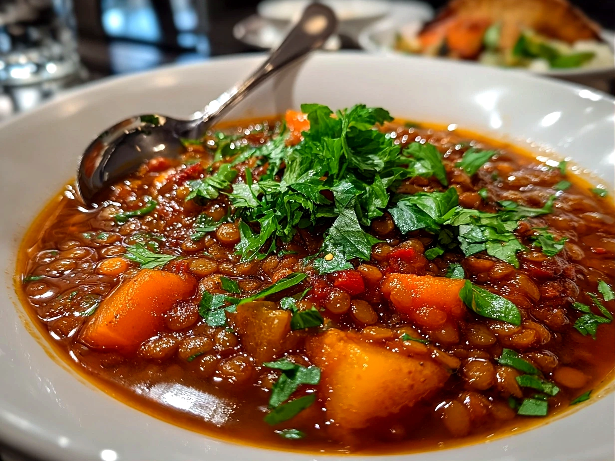Comforting homemade lentil hotpot