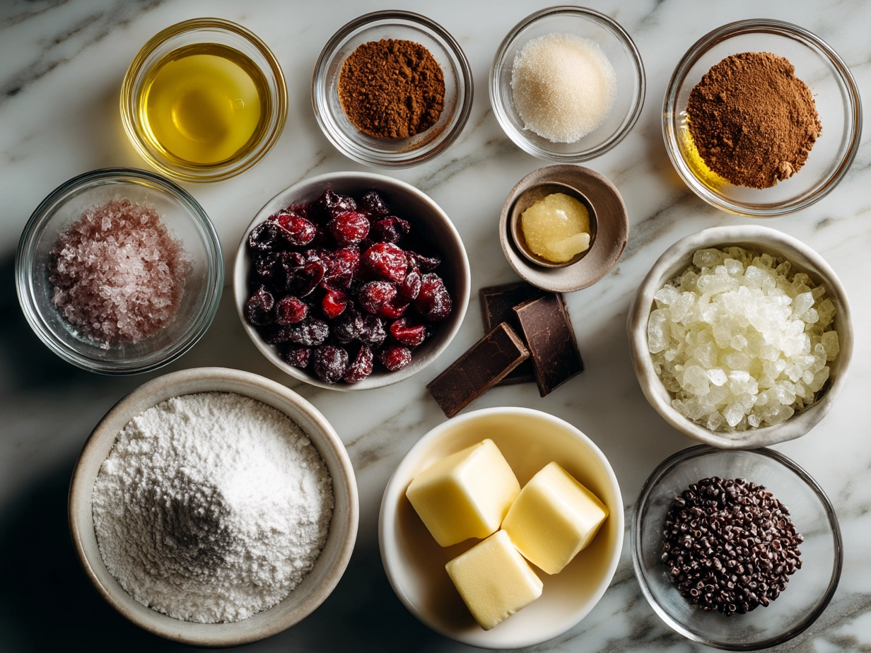 Ingredients for Cranberry Mousse Cups laid out on a table