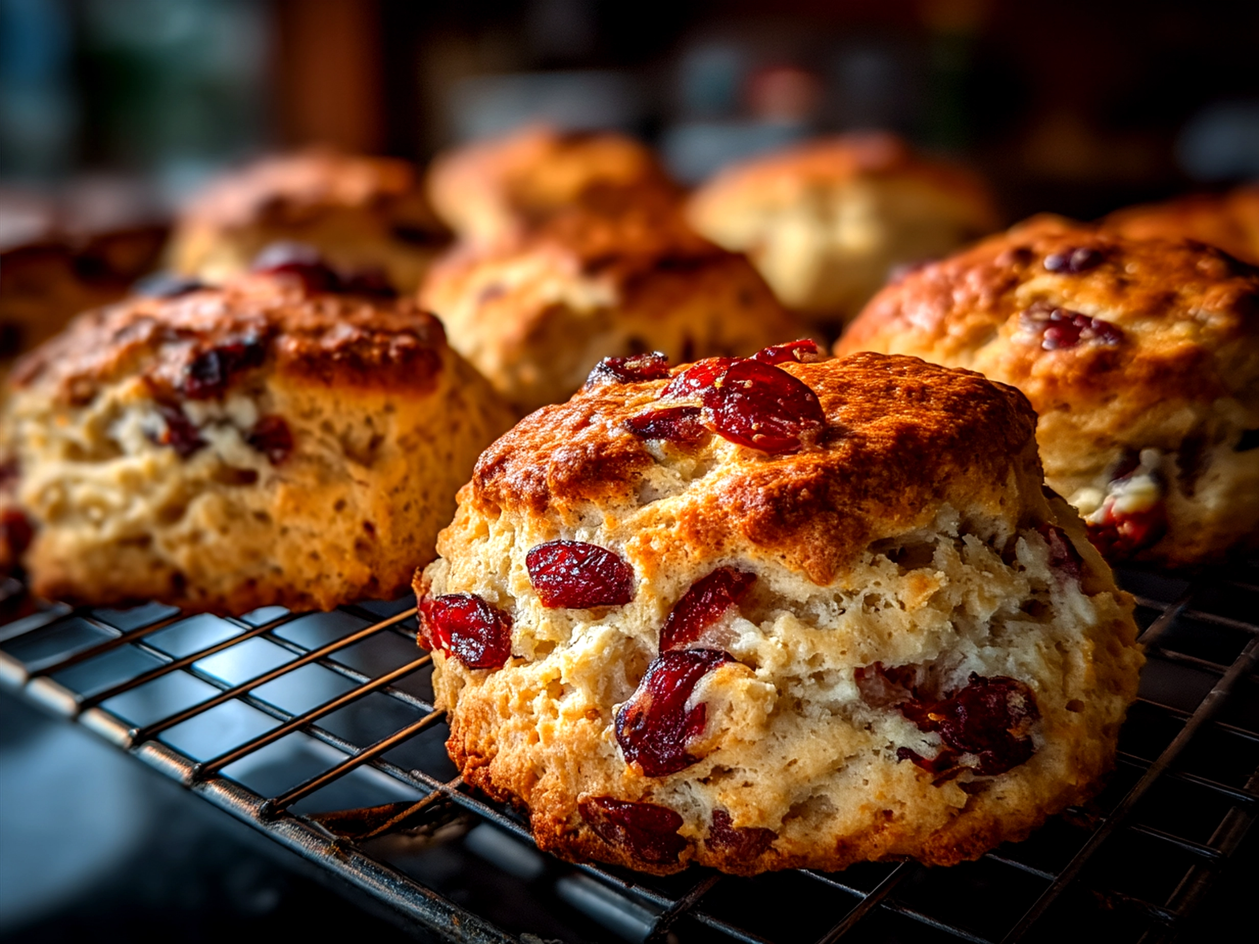 Freshly baked cranberry orange scones served on a plate
