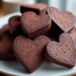 Delicious Chocolate Cut-Out Heart Cookies on White Plate