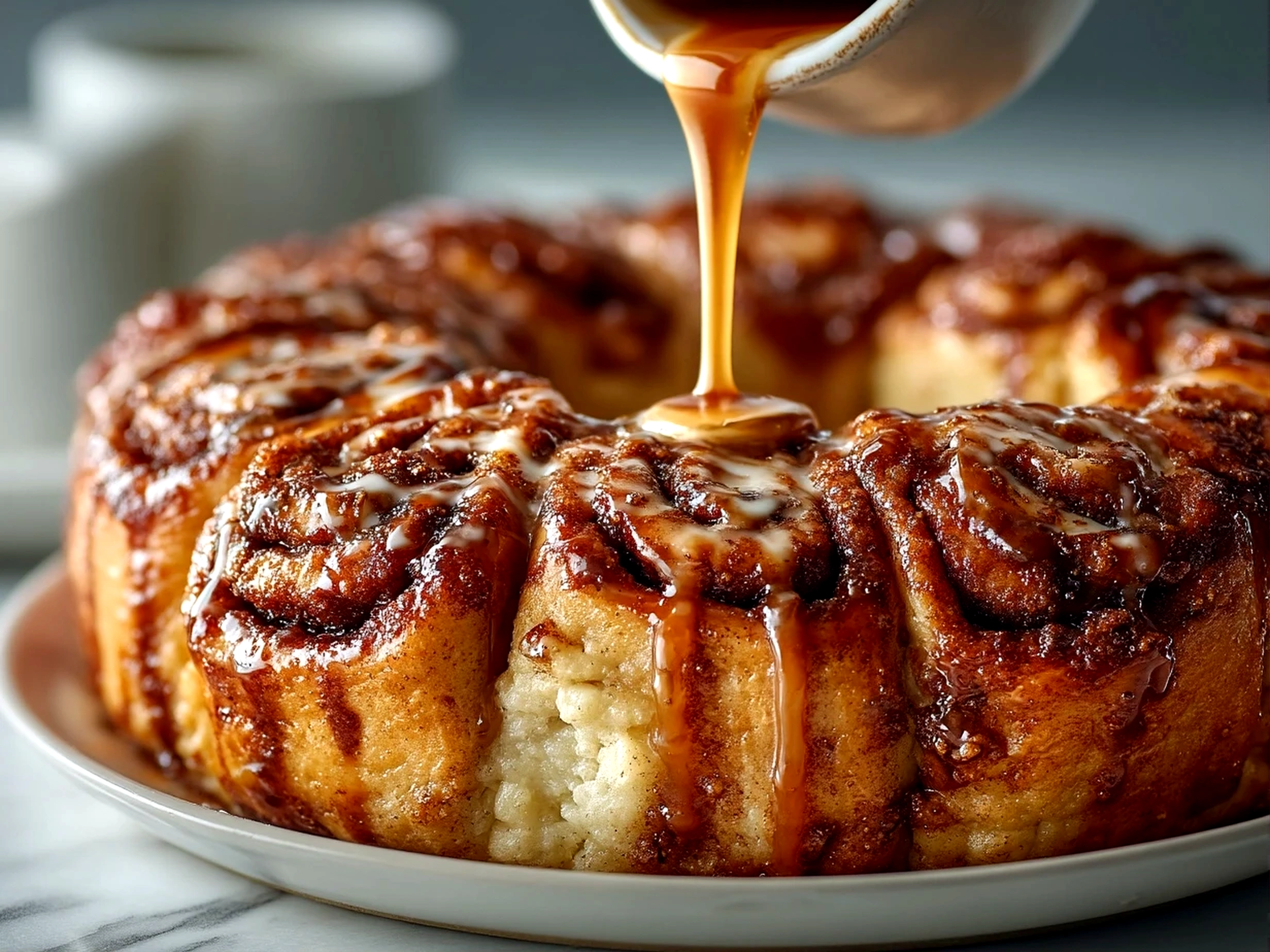 Delicious Cinnamon Roll Pull-Apart Wreath ready to serve