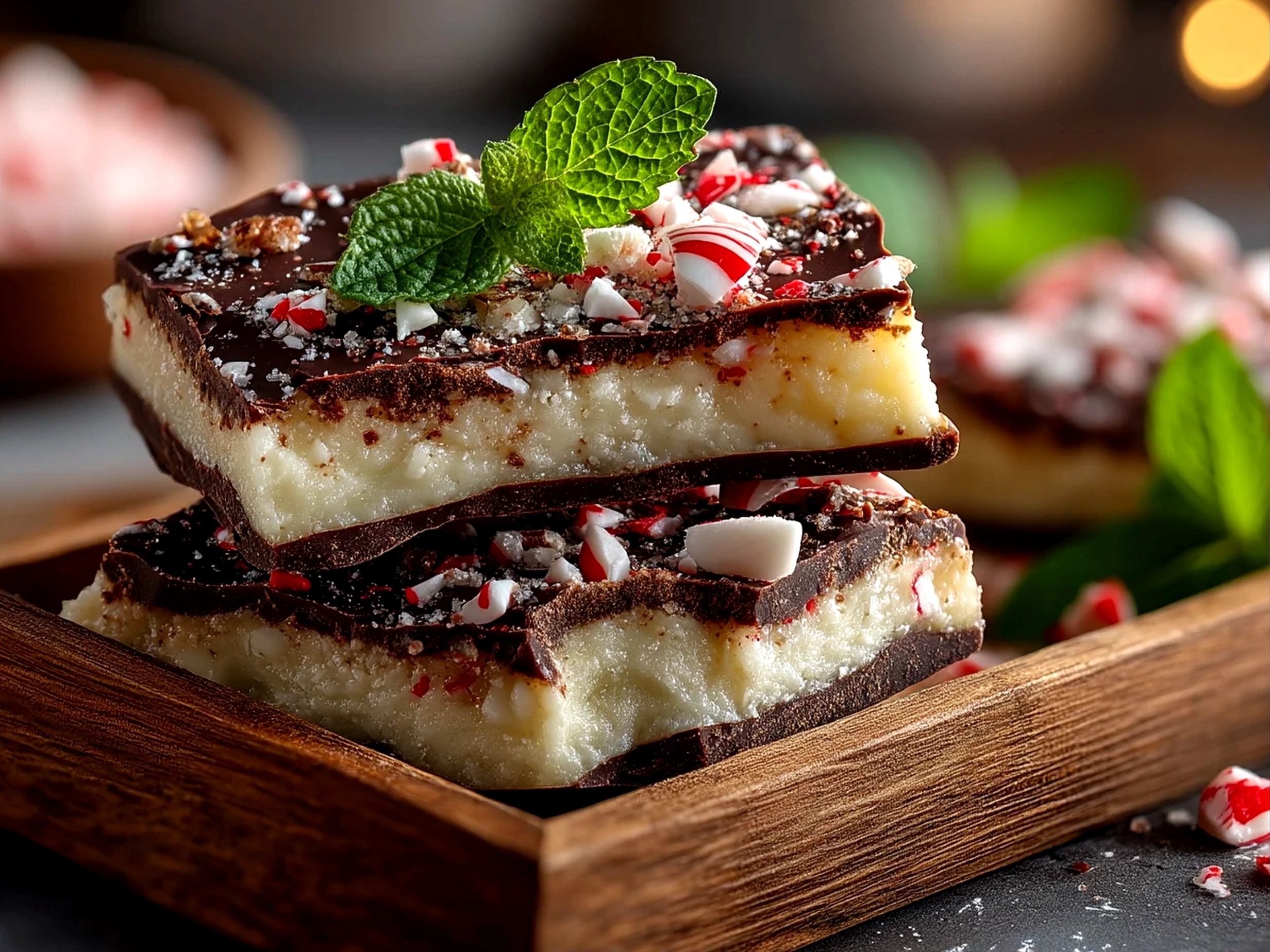 Delicious Peppermint Bark close-up