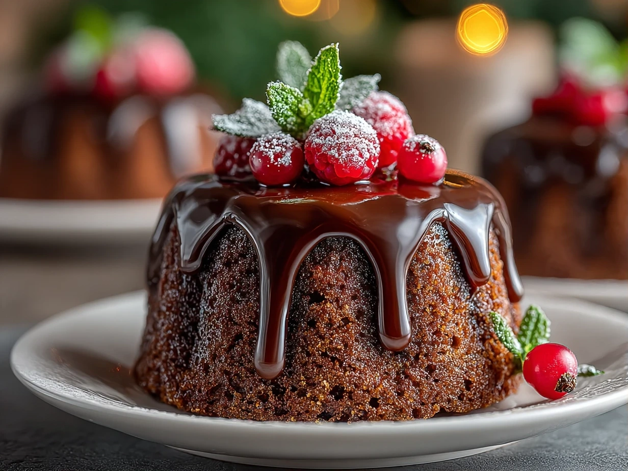 Festive Mini Christmas Cakes with Ganache - Close-up