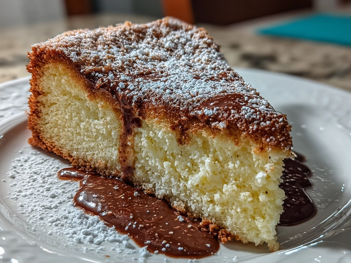 Close-up of finished Italian Love Cake with toasted coconut and glaze
