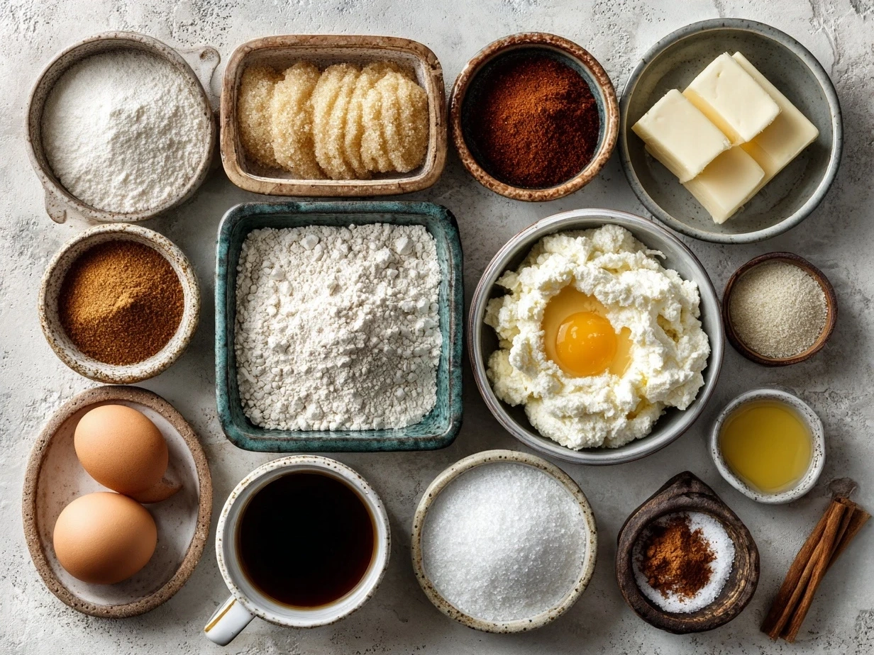 Ingredients for French Toast Bake recipe including bread, eggs, milk, cinnamon, brown sugar, vanilla, salt, and butter