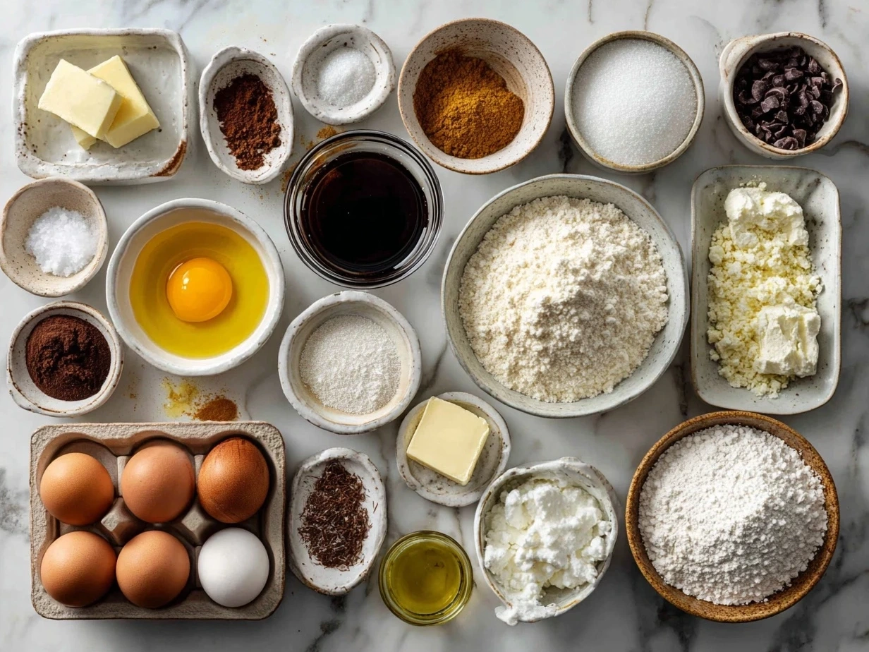Ingredients for French Toast Casserole including bread, eggs, milk, sugar, vanilla, cinnamon, and butter