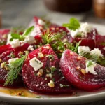 Fresh Homemade Beet Salad on White Plate