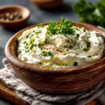 Freshly prepared Cottage Cheese Ranch Dip close-up