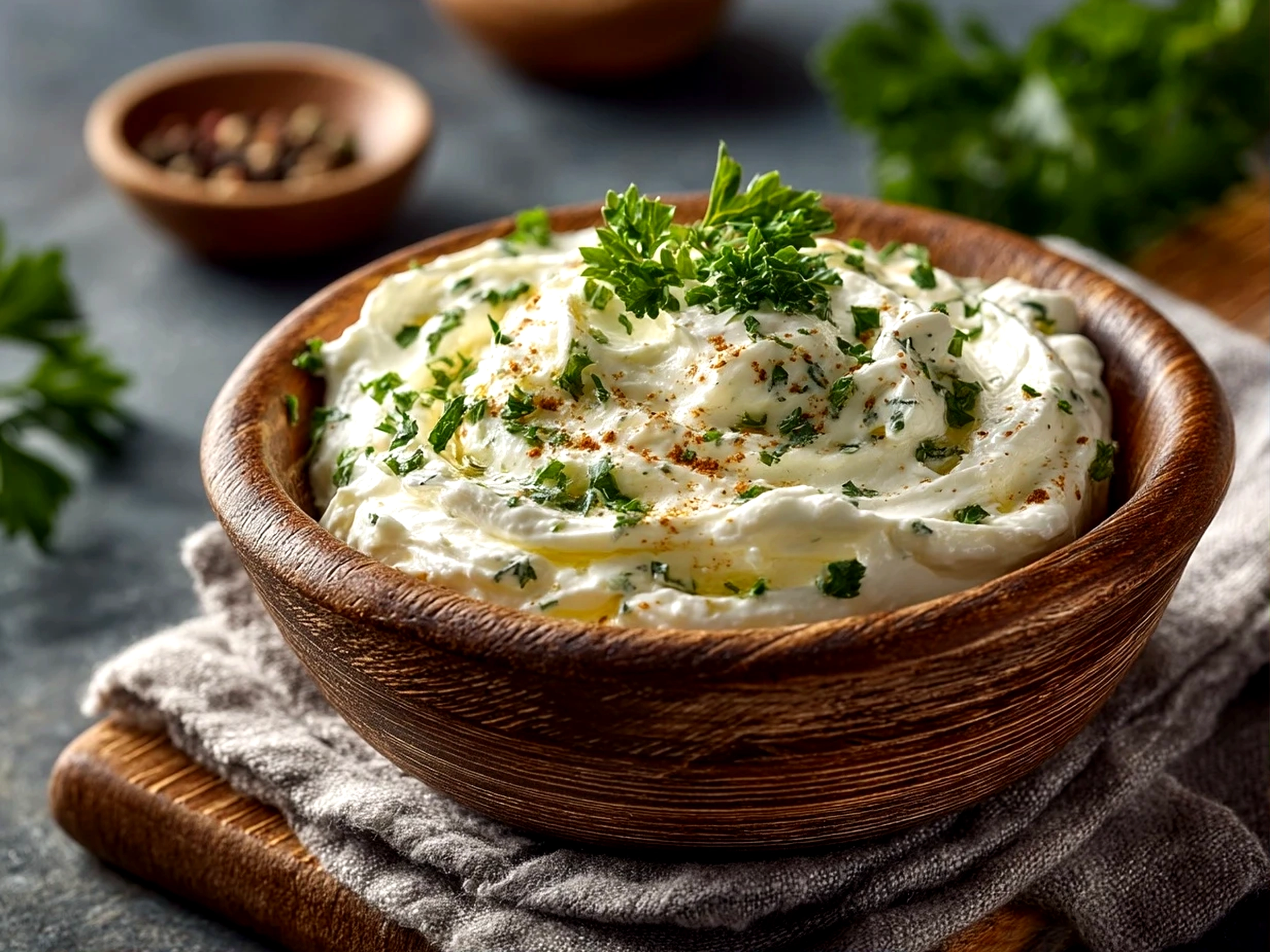 Freshly prepared Cottage Cheese Ranch Dip close-up