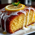 Freshly prepared Southern Lemon Cake on white plate