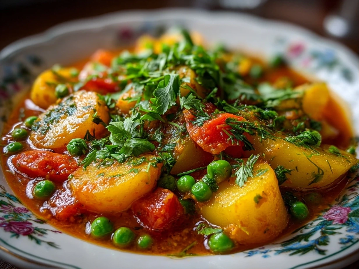 Homemade Crockpot Potato Pea Curry
