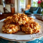 Homemade peanut butter no bake cookies close-up
