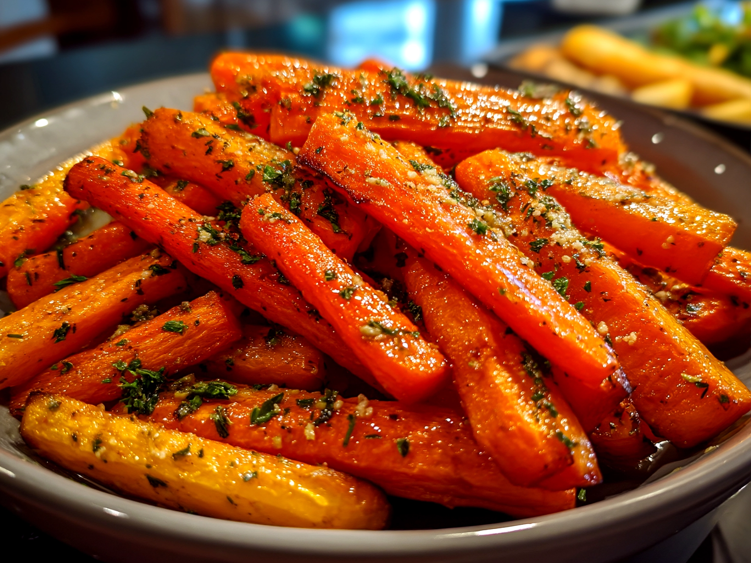Served Maple Carrot Fries garnished with fresh parsley
