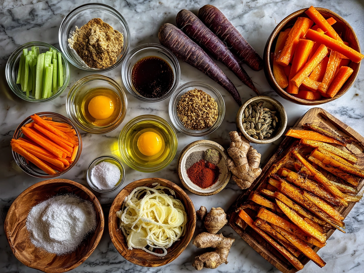 Ingredients for making Maple Carrot Fries