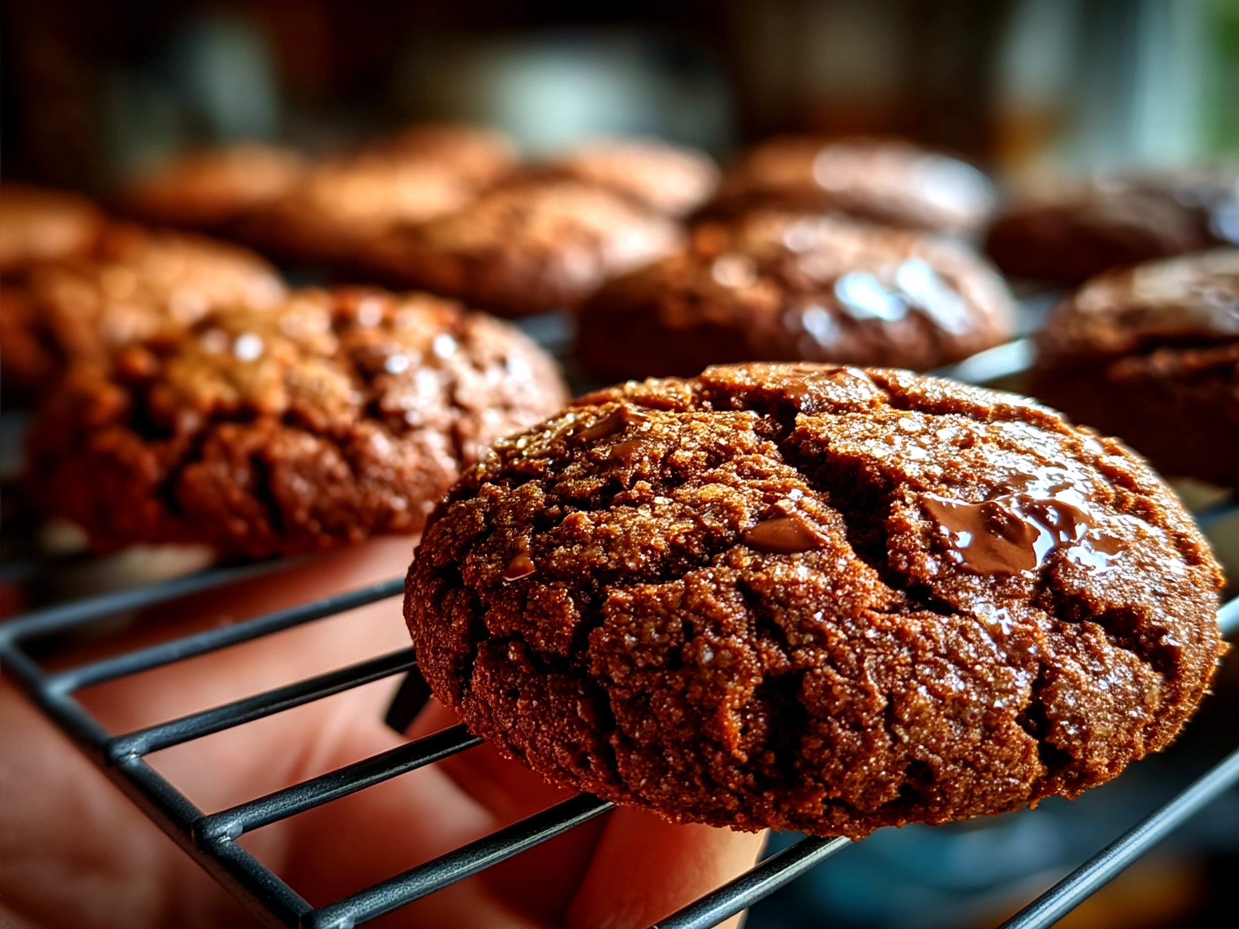 Freshly baked Mexican Hot Chocolate Cookies served on a plate