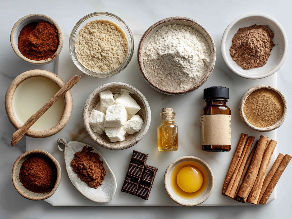 Ingredients for Mexican Hot Chocolate Cookies laid out on a table