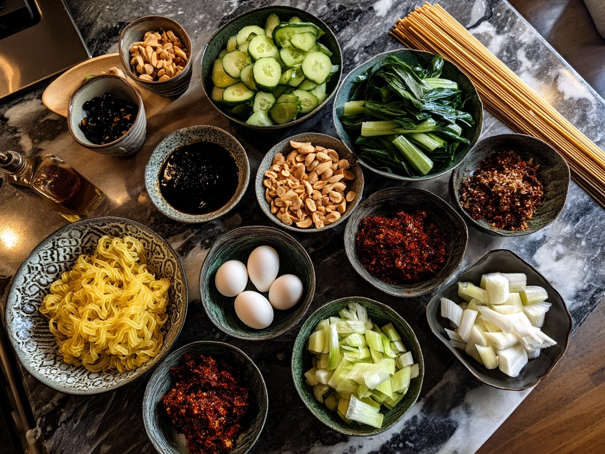 Ingredients for making Peanut Noodles