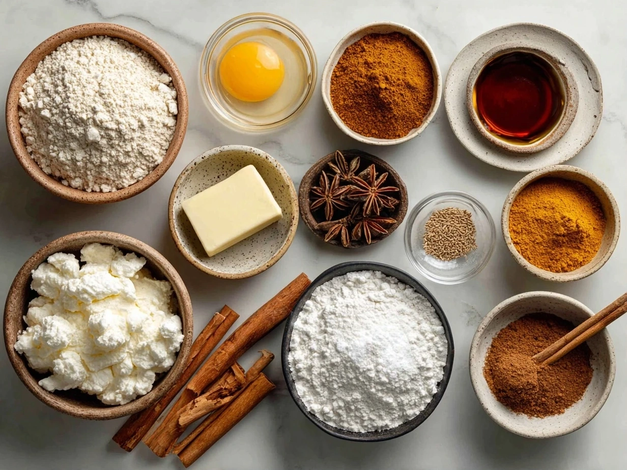 Ingredients for Pumpkin Spice Pancakes laid out