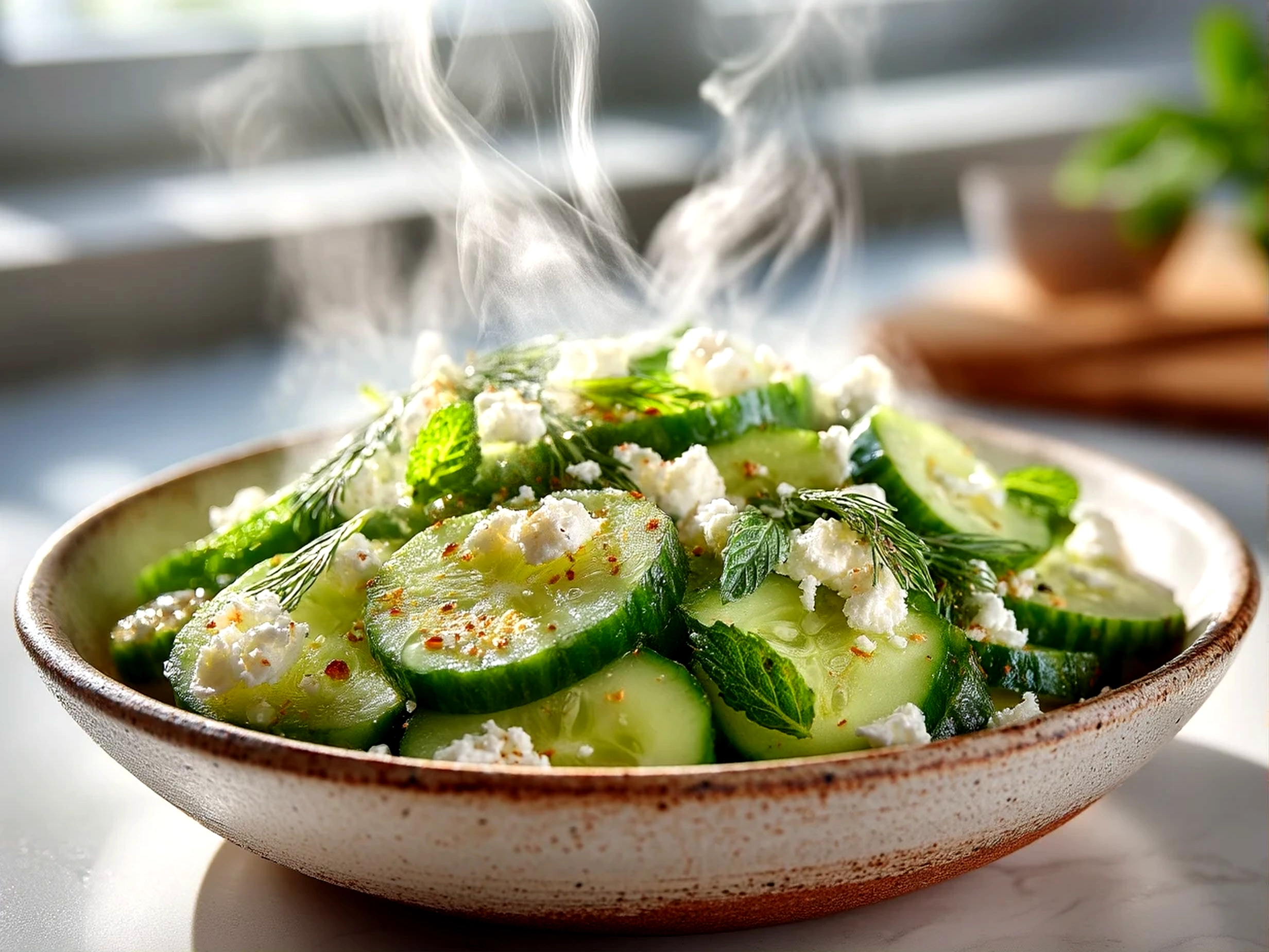 Refreshing Cucumber Feta Salad Close-Up