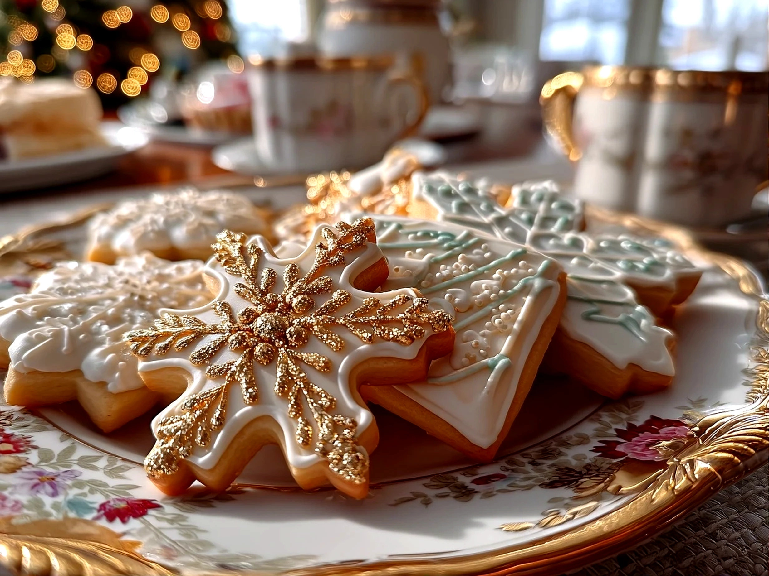 Slight angle close-up of finished delicious Holiday Cookies
