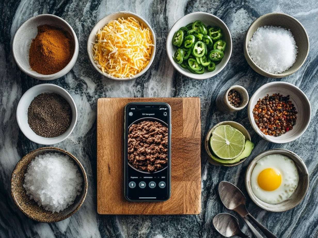 Ingredients for slow cooker chili laid out on a kitchen counter
