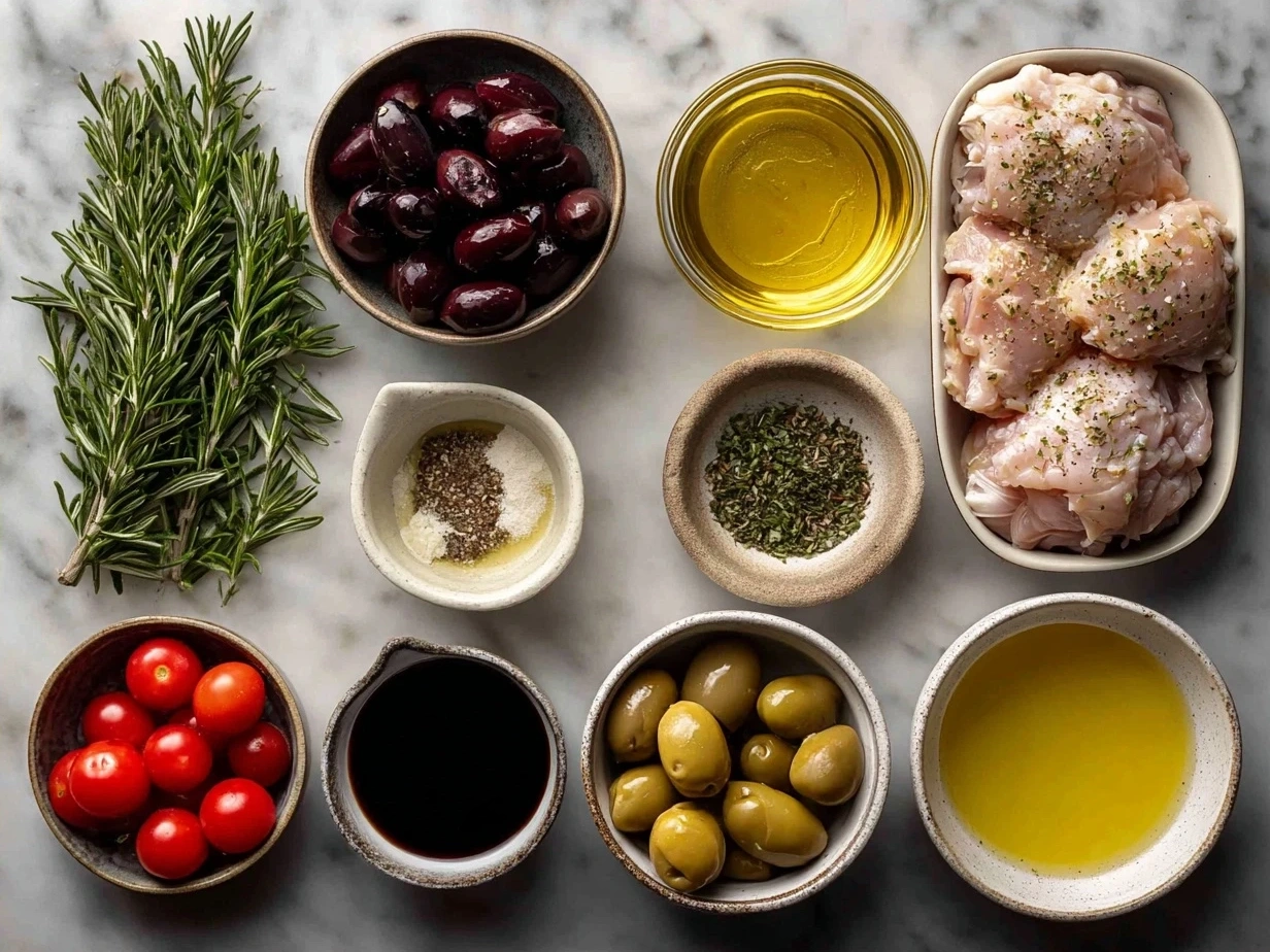 Ingredients for Slow Cooker Greek Chicken laid out