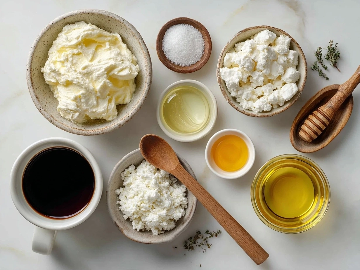 Ingredients for Cottage Cheese Ranch Dip arranged on a table