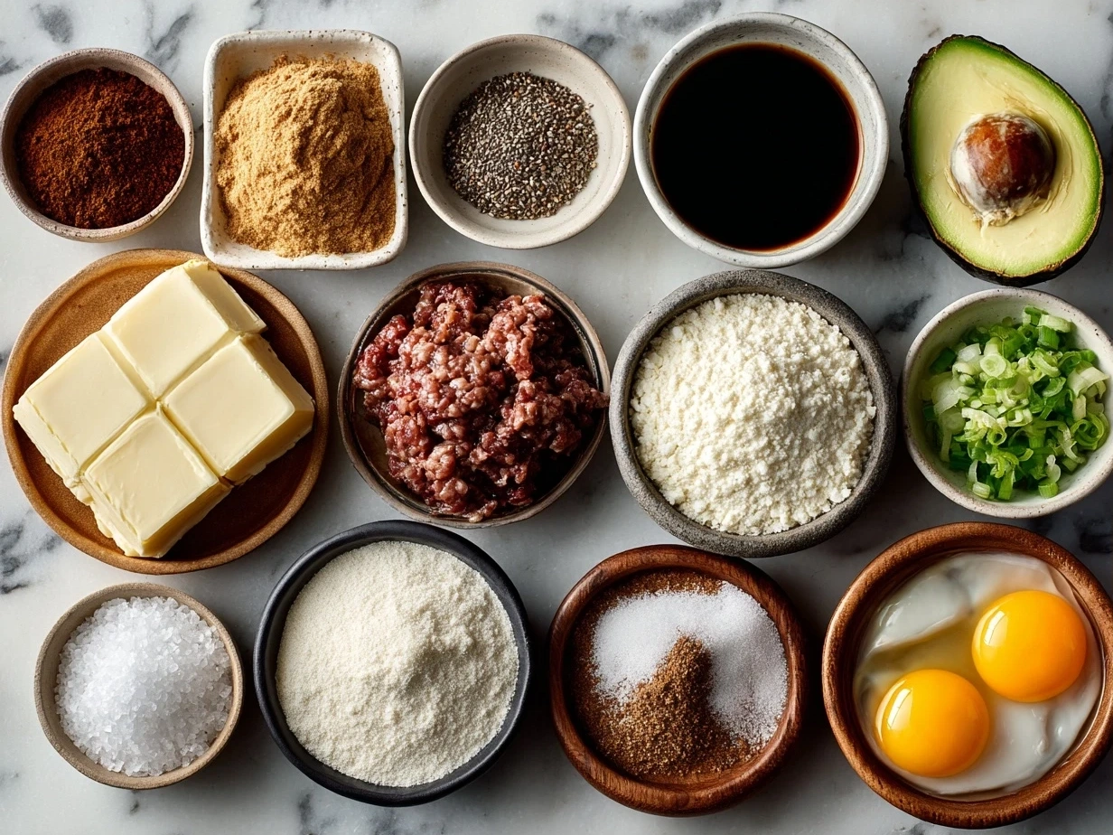 Top-down view of raw ingredients for Brazilian Mounjaro on a wooden table