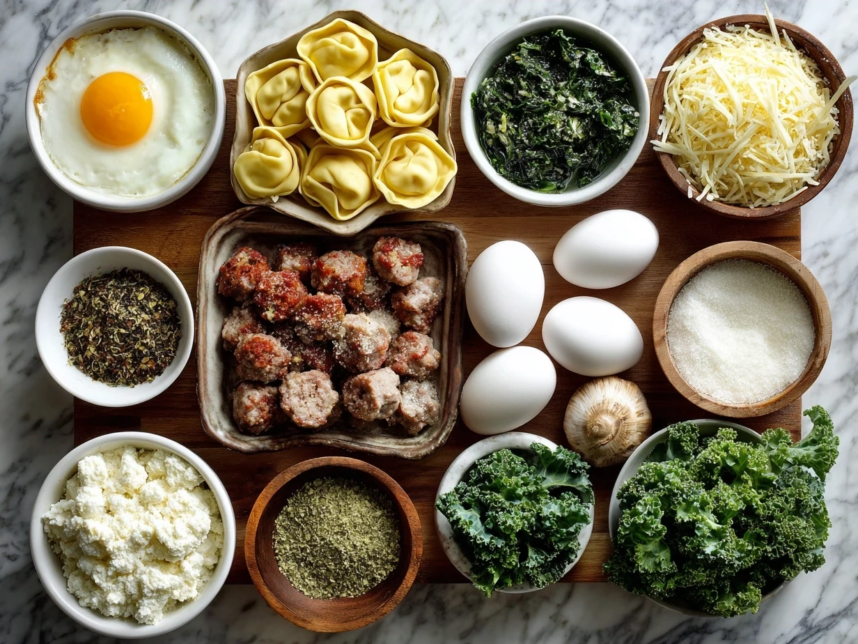 Ingredients for Tortellini Soup with Sausage and Kale