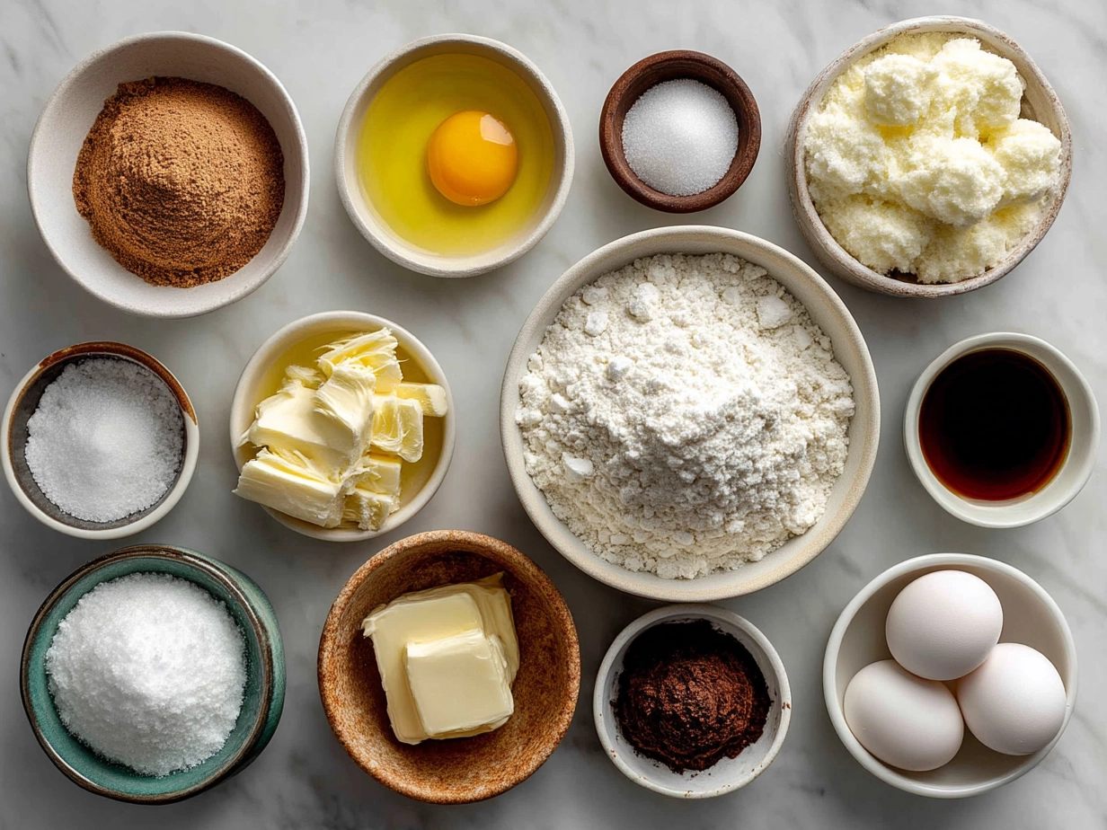 Ingredients for Flourless Yogurt Cake laid out on a kitchen counter