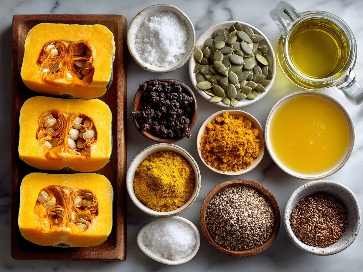 Ingredients for spiced roasted pumpkin