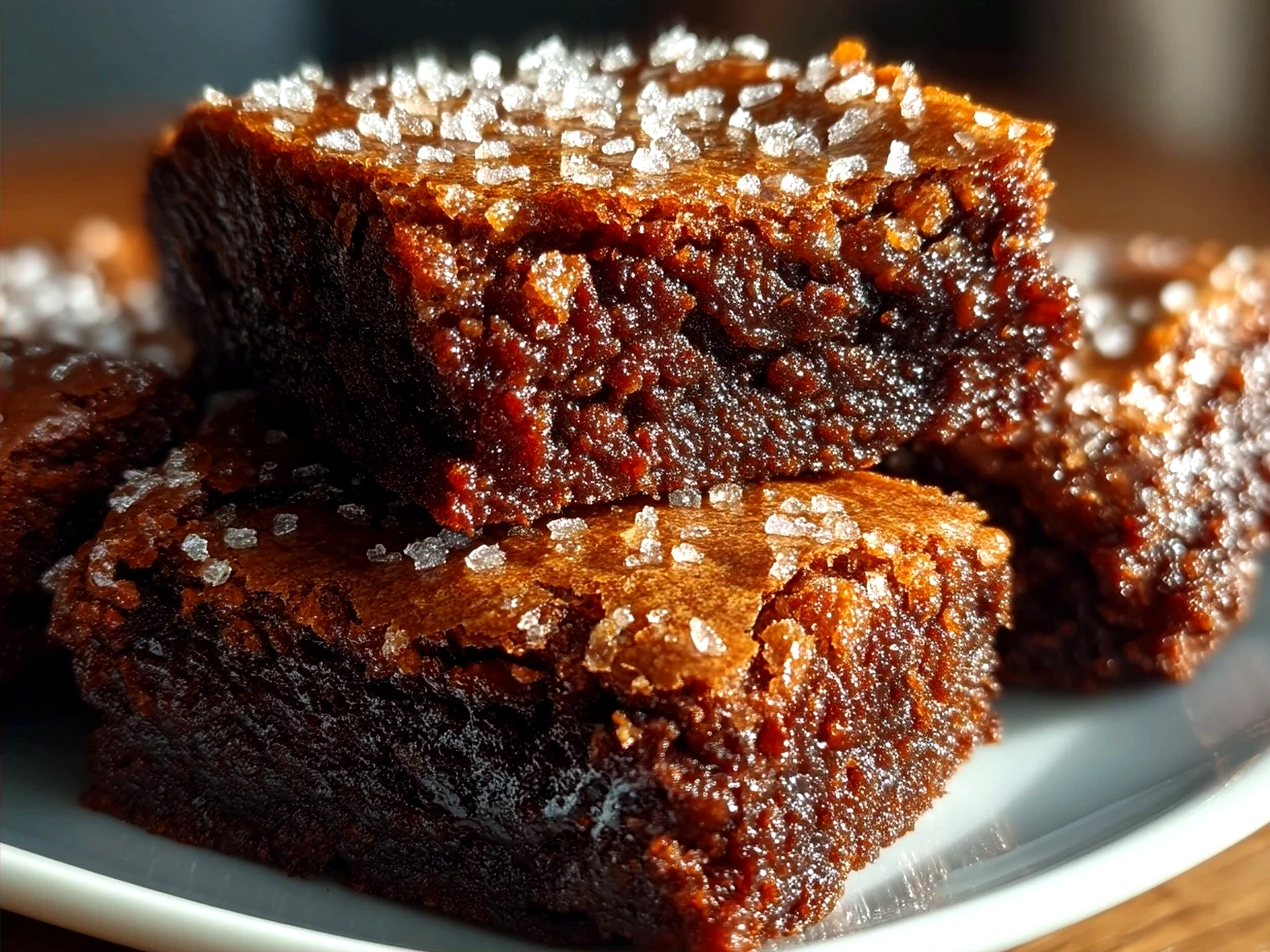 Spiced gingerbread brownies served with a cozy hot drink