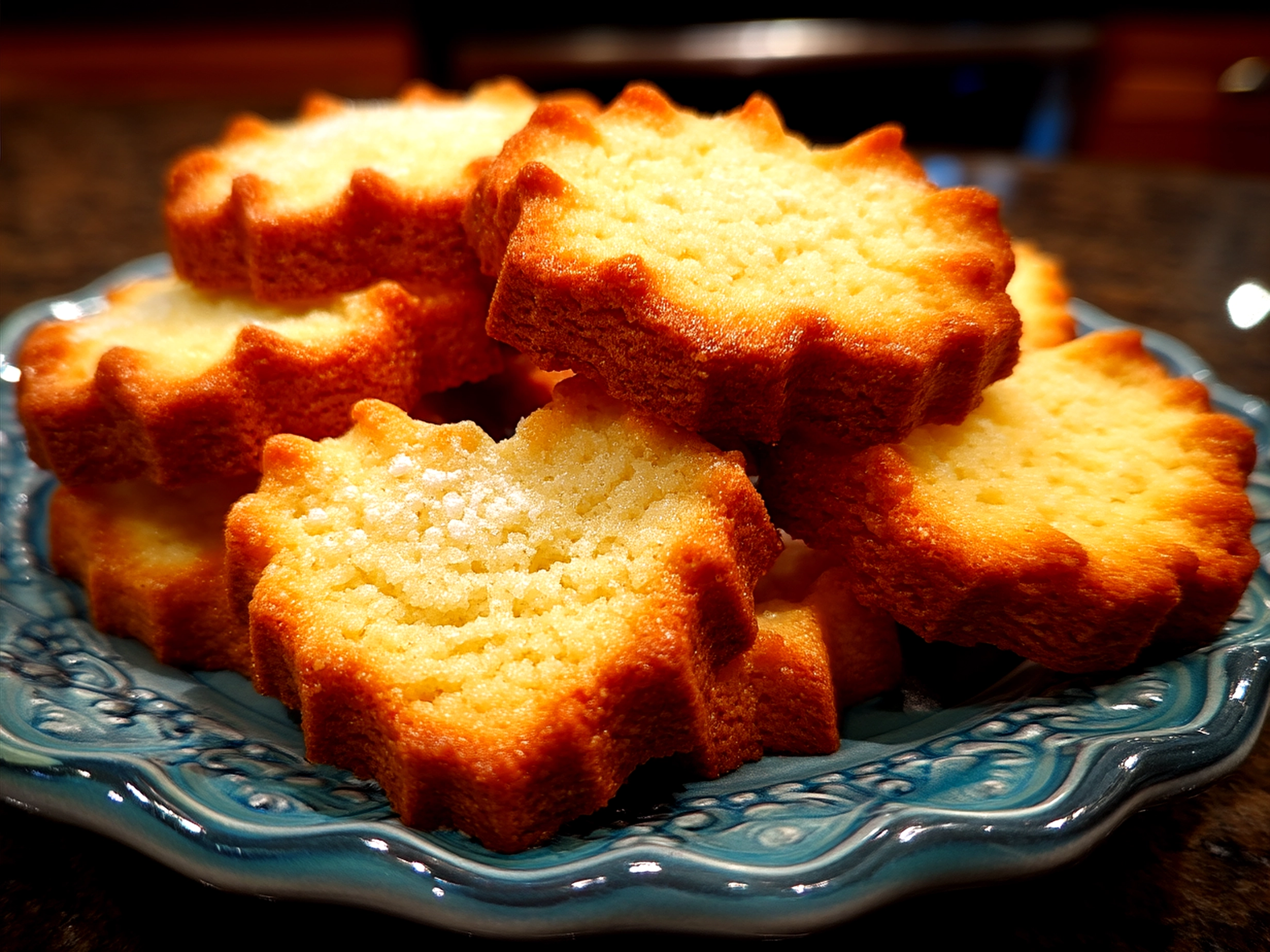 Freshly baked Whipped Shortbread Cookies ready to serve